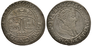 Польша 4 гроша (чворак) 1569 Сигизмунд II Август (1544-1572), вес 4,06 гр., 24 мм, графити Gumowski 624 серебро 1516-1345