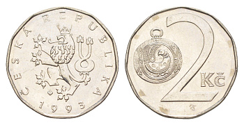 Чехия 2 кроны 1993 KM 9 сталь плакированная никелем 4643-325