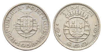 Португальский Тимор 60 сентаво 1958 год-тип KM 12 медь цинк никель 4669-748