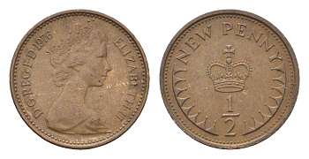 Великобритания 1/2 пенни 1976 Елизавета II (1952-2022) KM 914, Spink 4239 бронза 4697-921
