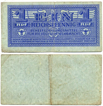 ГЕРМАНИЯ 1 РЕЙХСПФЕННИГ 1942 Pick М32 бумага 3295-59-3