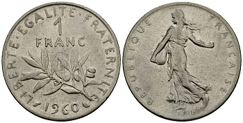 Франция 1 франк 1976 сеятель KM 925 никель 4135-751