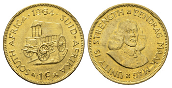 ЮАР 1 цент 1964 Ян ван Рибек KM 57 латунь UNC 4526-1041