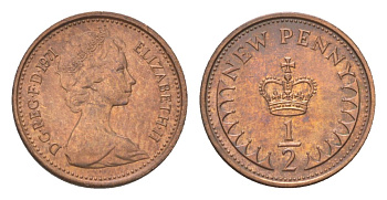 Великобритания 1/2 пенни 1971 Елизавета II (1952-2022) KM 914, Spink 4239 (A1) бронза aUNC 4627-638