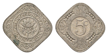 Нидерланды 5 центов 1929 Вильгельмина (1890-1948) KM 153 медно-никель 4611-1226