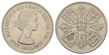 Великобритания 1 крона (5 шиллингов) 1960 выставка Британии в Нью-Йорке Елизавета II (1952-2022) KM 909, Spink 4143 медно-никель UNC 1091-10-43