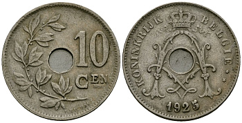 Бельгия 10 сантимов 1925 Belgie KM 86 медно-никель 4172-1255