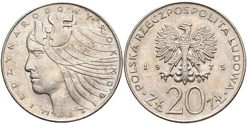 Польша 20 злотых 1975 MW, Международный год женщины KM 75, Parchimowicz 248 медно-никель 4531-1236
