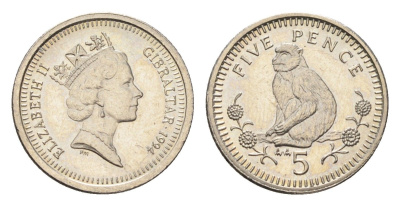 Гибралтар 5 пенсов 1994 KM 22.2 медно-никель UNC 4668-516