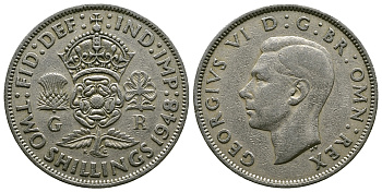 Великобритания 2 шиллинга (флорин) 1948 Георг VI (1936-1952) KM 865, Spink 4102 медно-никель 4381-1221