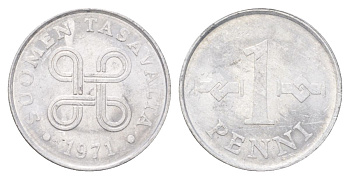 Финляндия 1 пенни 1971 KM 44a алюминий 4627-1025