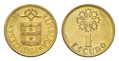 Португалия 1 эскудо 1999 KM 631 никель латунь UNC 4674-763