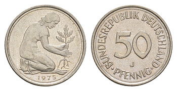 ФРГ 50 пфеннигов 1975 J KM 109, J. 384 медно-никель 4611-128