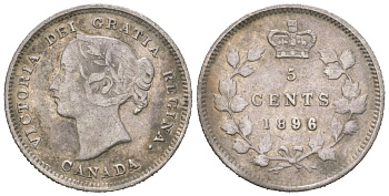 Канада 5 центов 1896 Виктория (1837-1901) KM 2 серебро 4617-343