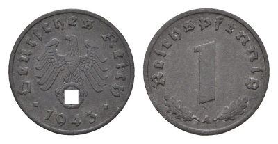 Германия 1 рейхспфенниг 1943 A KM 97, J. 369 цинк 4684-229