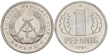 ГДР 1 пфенниг 1985 A KM 8.2 алюминий 192-349