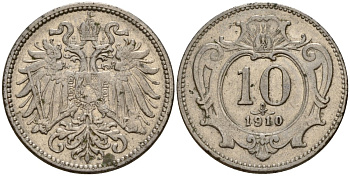 Австрия 10 геллеров 1910 Франц Иосиф I (1848-1916) KM 2802 никель 4164-633