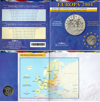 Франция 1/4 евро 2004 расширение Евросоюза, в оригинальном буклете KM 1390 серебро  UNC  1181-3-12