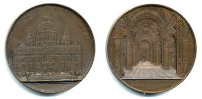 ИТАЛИЯ МЕДАЛЬ XIX ВЕК СОБОР ПЕТРА В РИМЕ. Серия архитектурные памятники Европы бронза 1072-3-43