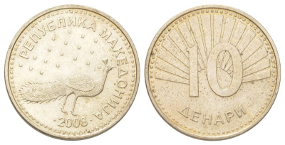 Македония 10 денаров 2008 KM 31 медь цинк никель 4624-424