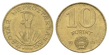 Венгрия 10 форинтов 1989 статуя Свободы KM 636 алюминиевая бронза 93-1453