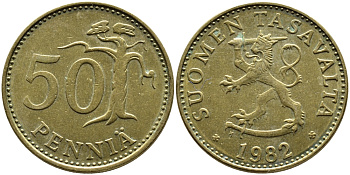 Финляндия 50 пенни 1982 К KM 48 алюминиевая бронза 4364-1914