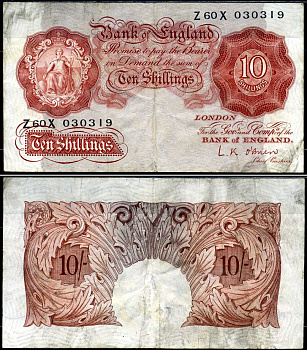 Великобритания 10 шиллингов ND (1948-1960) Pick 368 c бумага 7553-39-3-1