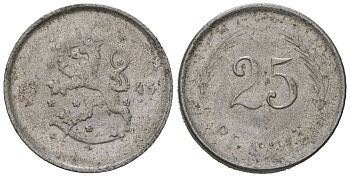 Финляндия 25 пенни 1945 S KM 25b железо 4115-362