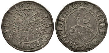 Валенштайн 3 крейцера 1631 Альберт фон Валенштайн (1623-1634), портрет вправо, вес 1,74 гр. серебро 1516-733