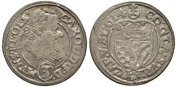 Силезия, Мюнстерберг, Олесница грошен (3 крейцера) 1614 Карл II серебро 413-1213