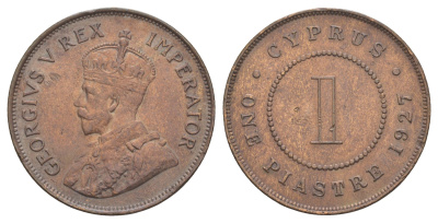 Кипр 1 пиастр 1927 Георг V (1910-1936) KM 18 бронза 00-801-36
