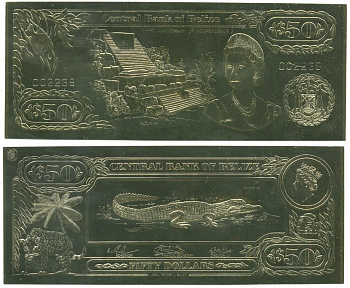 Белиз 50 долларов 1984 серия для коллекционеров, крокодил золото, бумага UNC (пресс) 451-158-2