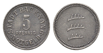 Бакнанг 5 пфеннигов ND Funck 25.1, Men05 1171.1, Men18 1511.1 железо 4639-119