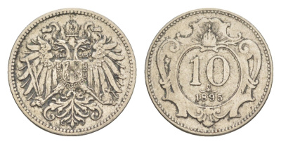 Австрия 10 геллеров 1895 Франц Иосиф I (1848-1916) KM 2802 никель 4613-247