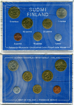 Финляндия набор из 7 монет 1976 официальный годовой набор, в пластиковой запайке KM MS5 (44a, 45-48, 49a, 53) UNC 1-6-4-36