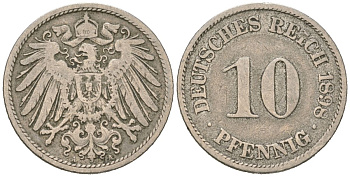 Германия 10 пфеннигов 1898 A KM 12, J. 13 медно-никель 4613-122