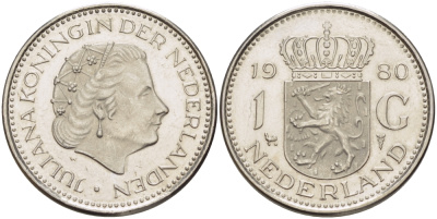 Нидерланды 1 гульден 1980 Юлиана (1948-1980) KM 184а никель 31-855