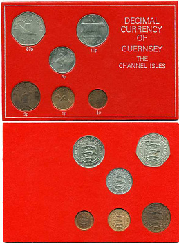 Гернси набор из 6 монет 1970-1979 в картонном буклете (1/2 пенни - 50 пенсов) UNC 5-4-3-91