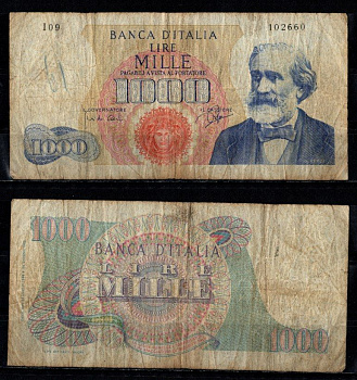 Италия 1000 лир 1962 Pick 96 a бумага 2198-19-3-1
