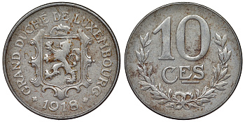 Люксембург 10 сантимов 1918 KM 31 железо 4119-1011