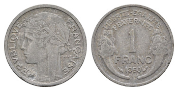 Франция 1 франк 1950 KM 885a.1, Le Franc 221 алюминий 4631-527