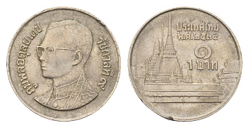 Таиланд 1 бат 1991 ВЕ 2534, Рама IX (1946-2016) Y 183 медно-никель 4675-756