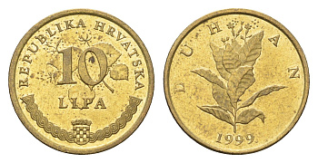 Хорватия 10 лип 1999 нечетный год KM 6 сталь плакированная латунью UNC 4659-714