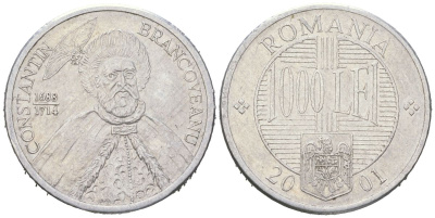 Румыния 1000 леев 2001 Константин Брынковяну (1654-1714) KM 153 алюминий 4617-969