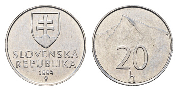 Словакия 20 геллеров 1994 KM 18 алюминий UNC 4682-963