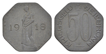 Хейльбронн 50 пфеннигов 1918 Funck 204.4, Men05 11235.4, Men18 14079.4 цинк 4637-1234