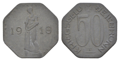 Хейльбронн 50 пфеннигов 1918 Funck 204.4, Men05 11235.4, Men18 14079.4 цинк 4637-1234