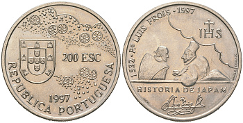 Португалия 200 эскудо 1997 400 лет со дня смерти Луиса Фройса KM 698 медно-никель UNC 74-212