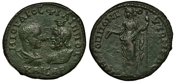 Римская Империя, Провинция Верхняя Мезия, Томы пентассарий 244 - 247 Филипп II, бюсты Филиппа II и Сераписа / Гера, 12,52 гр Varbanov 5813 медь 1073-5-6-1