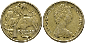 Австралия 1 доллар 1984 Елизавета II (1952-2022), кенгуру KM 77 алюминиевая бронза 4523-326